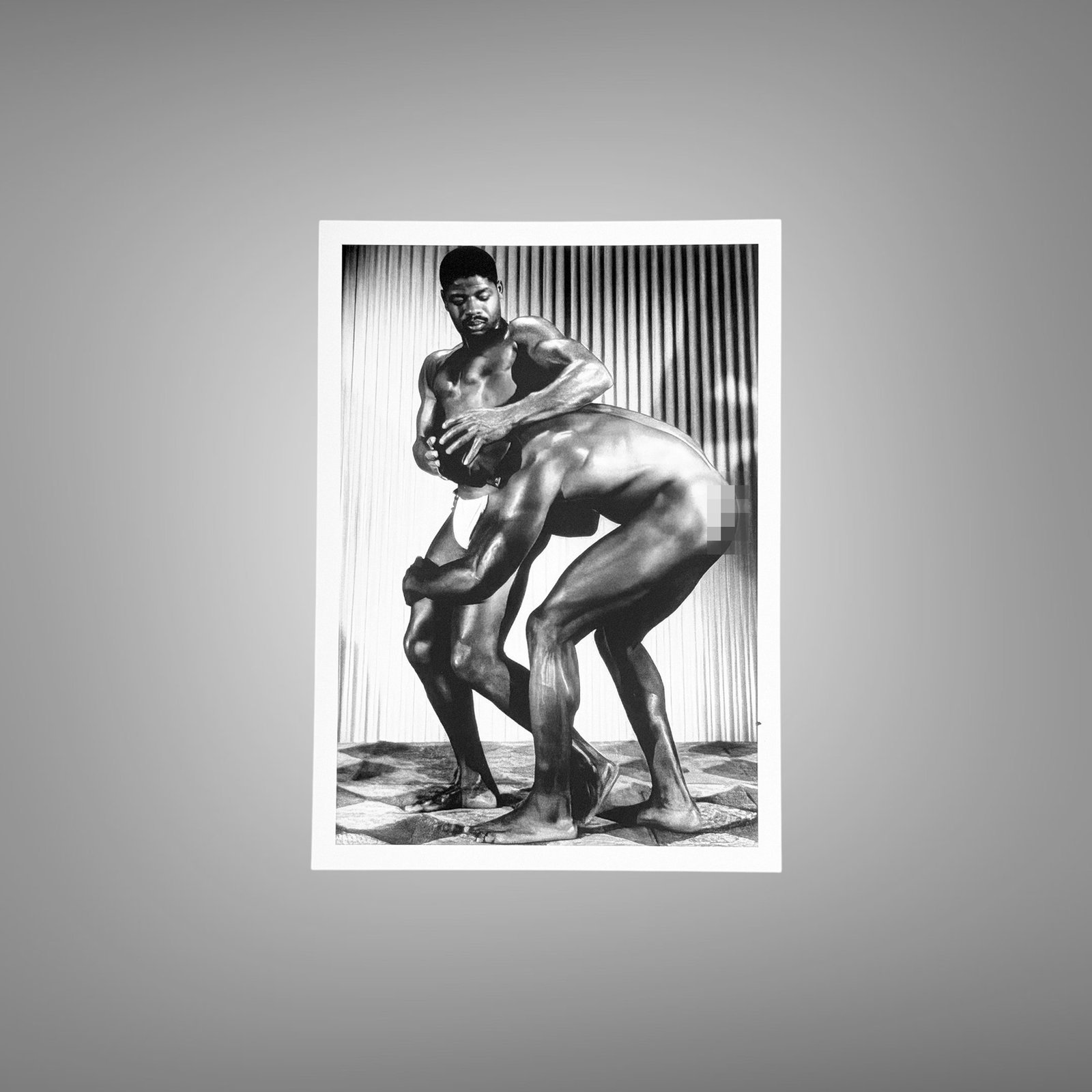 Male Physique Shadow Profile Physique Study with Sculptural Posture and Athletic Studio Styling 5x7 Photo Print