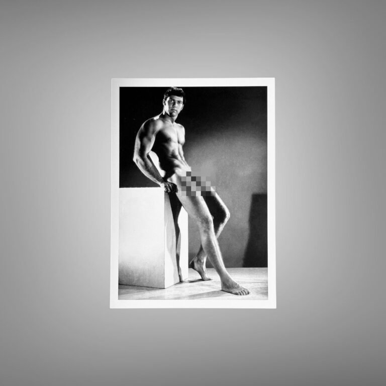 Male Physique Pensive Seated Figure Study with Sculptural Posture and Athletic Studio Styling 5x7 Photo Print